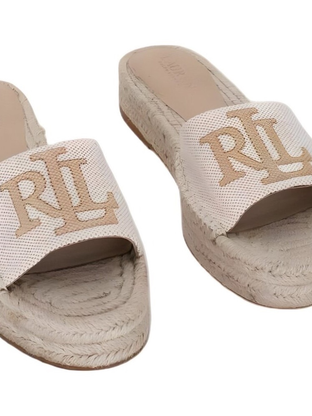 Brand new in box. Size 8 Lauren Ralph Lauren Polly Espadrille Slide Natural Buff